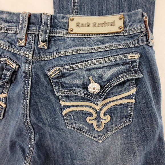 ROCK REVIVAL Jeans Women's 30 Blue Medium Wash 30x33 Hazel Straight Leg - Picture 5 of 16